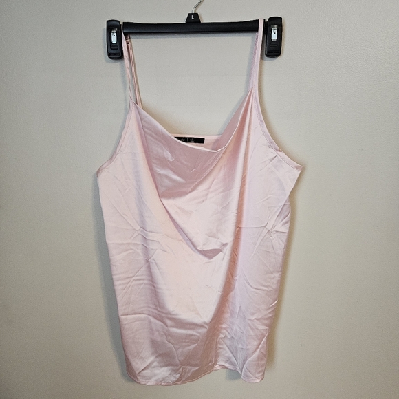 Famulily Tank Top Camisole Elegant Light Pink Cowl Neck Solid Neutral Casual - Picture 1 of 8